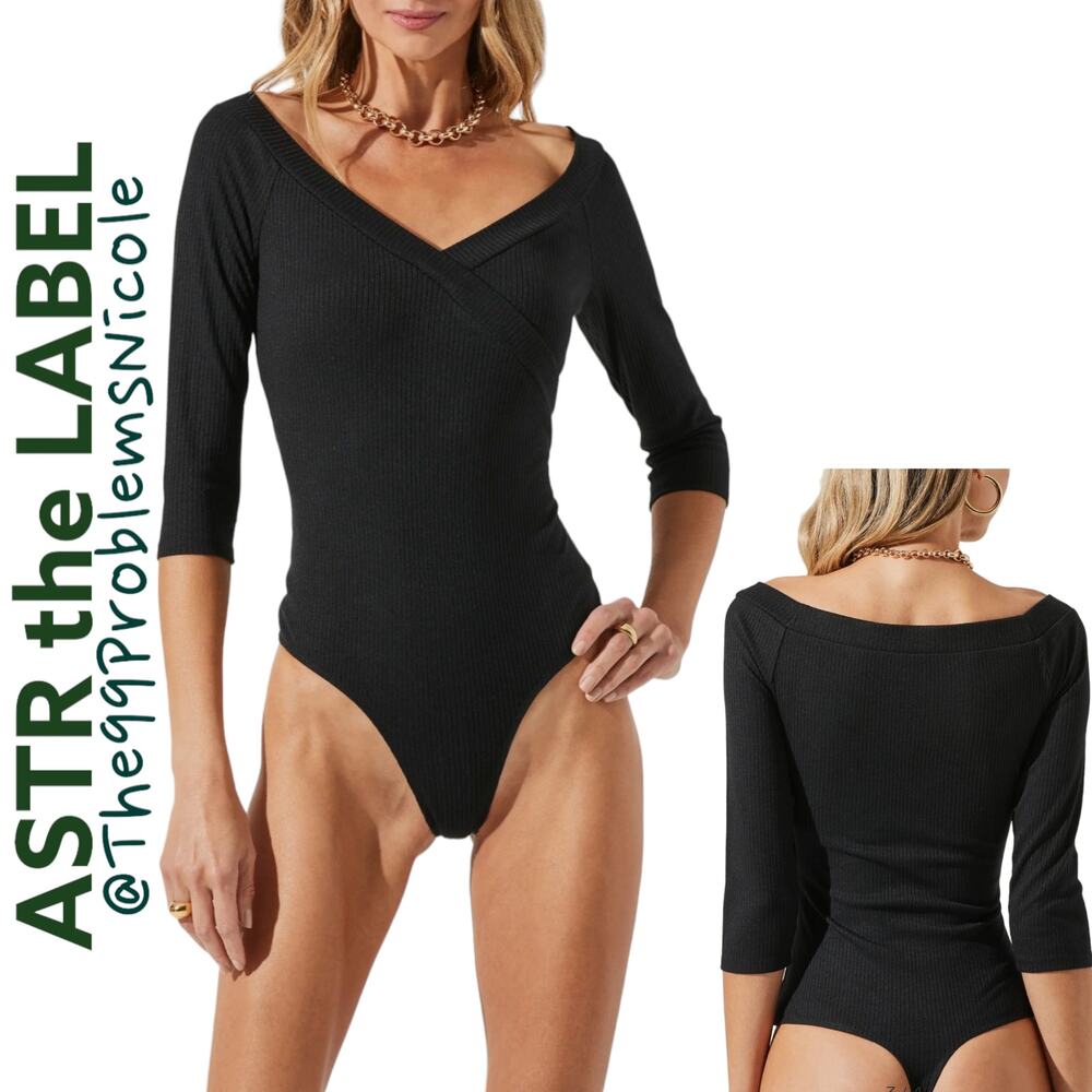 ASTR Black Ribbed Bodysuit